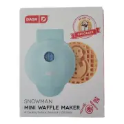 NIB Dash Snowman Mini Waffle Maker 2023 Nonstick 4" Surface Winter Treats