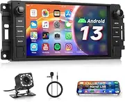 Android 13 Car Radio for Jeep Wrangler Dodge RAM Avenger Challenger Chrysler, Rimoody Car Stereo Touchscreen GPS Navigation WiFi Mirror Link Bluetooth FM Radio Backup Camera
