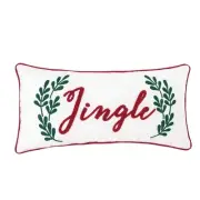 12" x 24" Jingle Sprig Chainstitch Christmas Throw Pillow