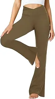 ZOOSIXX Black Flare Yoga Pants for Women, Crossover Soft Bootcut Leggings