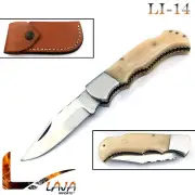 Camel Bone 6.5'' Stainless Steel Silver Bloster Folding Knife Back Lock LI-14