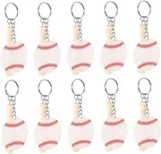 YARNOW 10Pcs Baseball Keychains Decorative Bag Pendants Double Sided Baseball Keyrings for Boys present for Sports Lovers Backpack Accessories