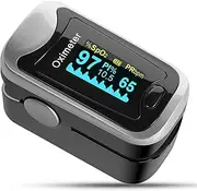 Pulse Oximeter Fingertip, LOVEWEE Upgraded SpO2 Blood Oxygen Saturation Monitor, Heart Rate Monitor with Large OLED Digital Display, Portable Pulse Oximetry with Lanyard and Batteries(Black-Silver)