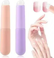 2pcs Nail Silicone Brush, Nail Gradient Brush Reusable Beveled Head Nail Ombre Brush Picking Dotting Silicone Manicure Tools French Nail Tip Design Manicure DIY Tools (Purple, Pink)