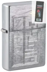 Zippo 49801 Retro Design Vintage Brushed Chrome Lighter + FLINT PACK