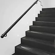 Industrial Staircase Handrails | 1FT - 20FT Black Round Pipe Stair Bannister Railing, 1m 1.5m 2m 2.5m 3m Stairway Railing Bar Foot Rail, Sturdy Hand Rail for External or Interiors(16ft/480cm)