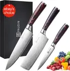 3 PCS Professional Kitchen Knife Set Ultra Sharp Blade Wooden Handle