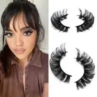 Wispy Fluffy Faux Mink Lashes D Curl Russian Strip Lashes False Eyelashes