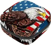 Period Bag,Sanitary Napkin Storage Bag,American Flag White Headed Eagle,Tampon Holder for Purse