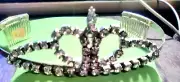 Morris~Tiara Rhinestone Small Silver Color Comb Attached