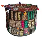 22" Indian Black Handmade Cotton Patchwork Ottoman Pouf Cover Cushion Covers AU