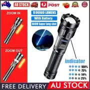 LED Tactical Flashlight USB Rechargeable Super Bright Zoomable Torch Lamp 4 Mode