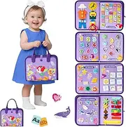 LMXMGRG Toddler Busy Board Montessori Busy Book Learning Sensory Toys for 3 Year Old,7 in 1 Toddler Toys for Learning Fine Motor Skills Birthday Christmas Stocking Stuffers Gifts