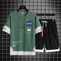 在飛比找ETMall東森購物網優惠-NASA冰絲五分褲男士港風短袖t恤