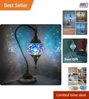 Turkish Moroccan Table Lamp Bronze Base 3 Color Change LED Mosaic Glass Decor