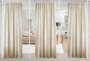 Room Divider for Wide Space Partitions, Curtain Rods No Drilling for Room Separation, 28-171inch(W) 4-10ft(H) Adjustable Heavy Duty Floor to Ceiling Tension Rod Room Dividers, White