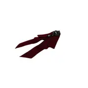 Womens Dark Red Fabric Crystal Pearl Brooch Shirt Collar Bow Tie