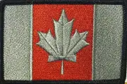 CANADA Flag Patch With Hook & Loop Fastener Gray & Red Black Border #8