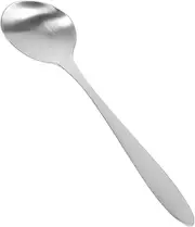 HAKIDZEL Eating Curved Spoon Elder and Baby Feeding Spoon Stainless Steel Ergonomic Handle Compact Sturdy Silver