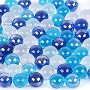 DomeStar 1LB Glass Marbles Bulk, Round Glass Marbles 0.63 Inch Vase Fillers Blue Glass Beads Set Ocean Theme for Marble Runs Home Decor