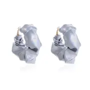 Silver PU Leather Ear Rings Unique Hoop Earrings Fabric Women Earrings Ornament