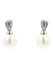 [Pure Elements] Sparkling Drop Pearl Earrings in White