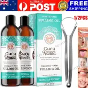 GuruNanda Oil Pulling Mouthwash with Coconut & Peppermint Oils & Tongue Scraper