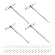 4Set Floating Shelf Brackets, 8" 4 Holes Iron Hidden Shelf Supports, Silver