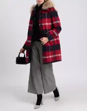 RRP€780 WOOLRICH 3in1 Coat L Alpaca Mohair & Wool Blend Down Gilet Raccoon Fur