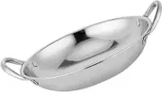 GRADENEVE Stainless Steel Wok Pan with Double Handles Bottom Hot Pot Frying Pan for Seafood Cooking Lightweight and High Cookware for Home and Camping
