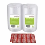 2 Pack Bubble Cushioning Wrap Rolls 300mm x 22m Total with 20 x Fragile Stickers