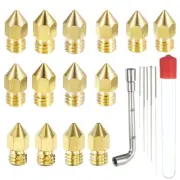 24Pcs 3D Printer Nozzles, M6 Brass Printer Extruder Nozzles