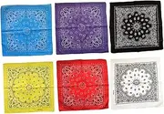 [TENDYCOCO] 6PCS Square Scarf Hip Hop Headband Cotton Dance Headscarf Fashion Outdoor Kerchief Soft Breathable for Men Women