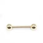 Nipple Ring Tongue Barbell One Gold Solid Yellow Gold 14K 14G 12MM Bar Jewelry