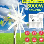 10 Blades Wind Turbine Generator 3000W 12-48V W/ Controller Low Wind Speed Start