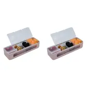 2x Melii Luxe 4 Compartment Snackle Box Food Safe Storage Snack Container Pink