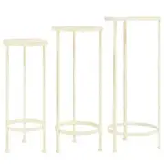 Plant Stand Set 3 Pieces Vintage Style Metal Antique White