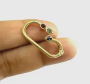 14K REAL Solid Gold Oval Paperclip Charm Enhancer Carabiner