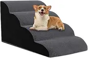 Dog Stairs for Bed - 4 Steps Dog Stairs Ramp for High Beds - Soft High Density Foam Cat Ladder Non-Slip Washable Pet Ramp for Indoor Sofa Couch Bedroom