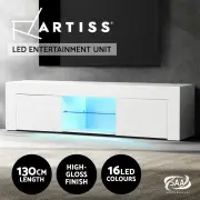 Artiss Entertainment Unit TV Cabinet LED 130cm White Angus