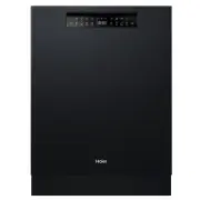 Haier 60cm Built-under Dishwasher, Steam, Black HDW15U3B1