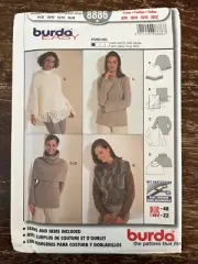 Burda 8886 UNCUT Sewing Pattern, Misses' Poncho, Size 8-22