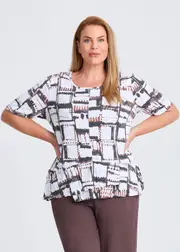 [TS] Taking Shape Bamboo Espresso Top Size 10 in Print - Plus Size Women's Clothing Print