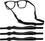 [Ruinous] Glasses Strap, 3 Pcs Adjustable Sunglasses Strap, Glasses Holder String Loop for Men Women Kids, Comfort Premium Glasses Chain for Women's Accessories, Anti-Slip Eyewear Retainer (Black)