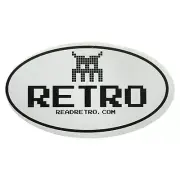 RETRO ReadRetro .com SPACE INVADERS Video Game Design Style Oval Sticker Decal