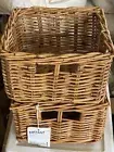 2 Ikea Square WOVEN WICKER UTILITY Basket 10” NEW VTG