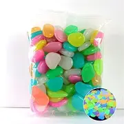 Glow in The Dark Pebbles, 300pcs Blue Glow Rocks Luminous Stone for Fish Tank, Pebbles Stones Rocks for Yard and Walkways Decor, DIY Decorative Luminous Stones (Color : Mixed)