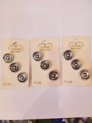 Silver Round Buttons Silver Color La Mode Shank 3/4 inch Decorative NOS