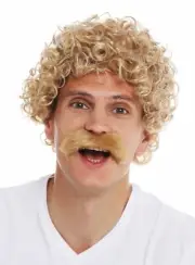 Wigs Moustache Carnival Halloween Men's Curly Blonde 70er Years