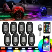 8Pods RGB LED Rock Lights Offroad Music APP Bluetooth Remote Underglow Neon LAMP
